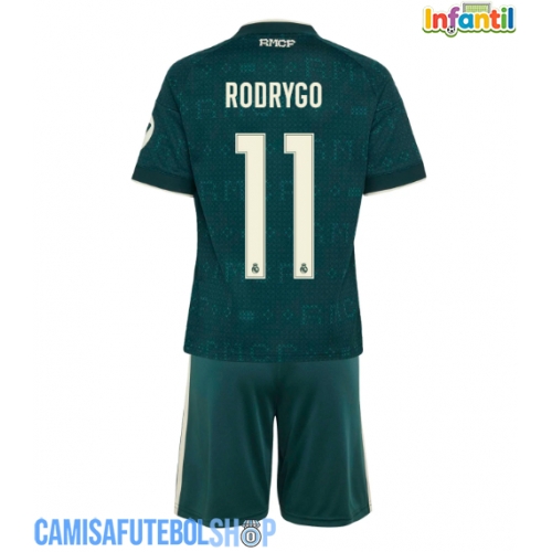 Camisa de time de futebol Real Madrid Rodrygo Goes #11 Replicas 2º Equipamento Infantil 2026-27 Manga Curta (+ Calças curtas)